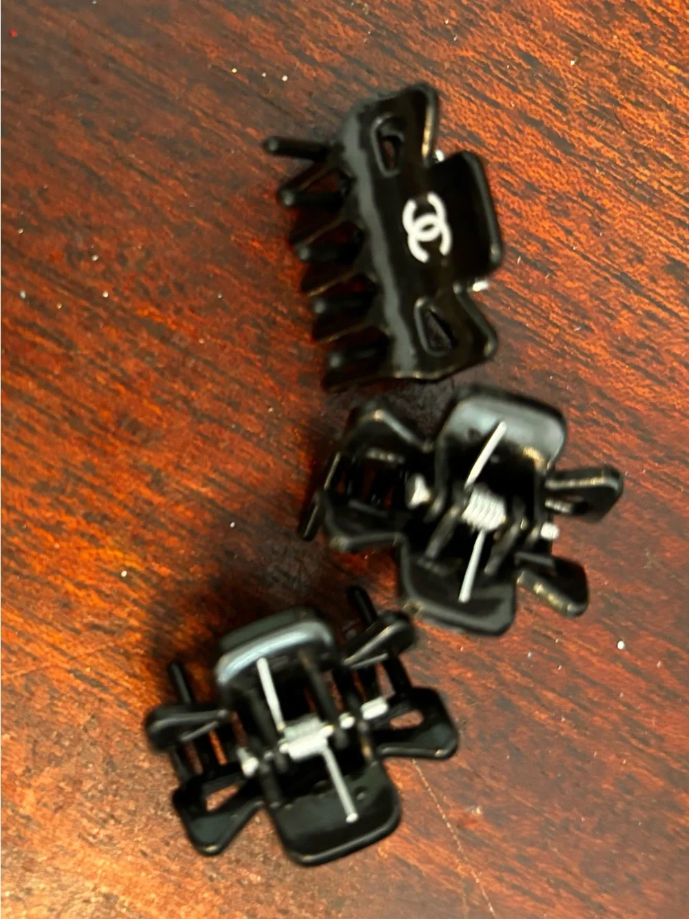 Black Mini Hair Claw Clips with White accents set of 3